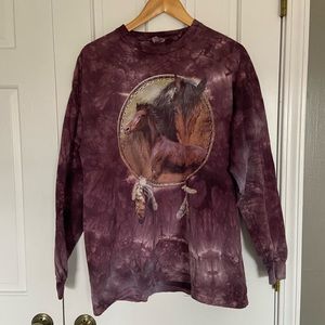 Vintage Quail Hollow Purple Tie Dye Horse Long Sleeve T Shirt